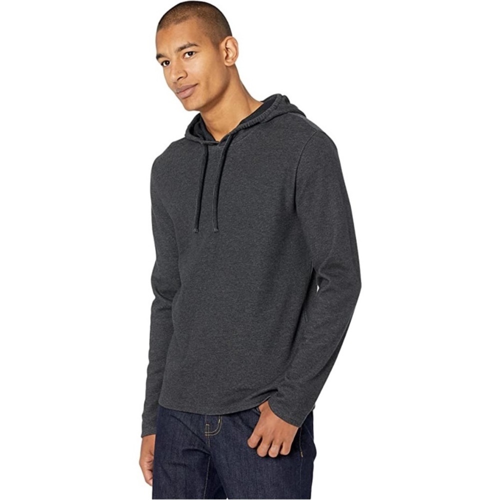 Vince Men’s Heather Black Double Knit Pima Cotton Cozy Pullover Hoodie Size XS